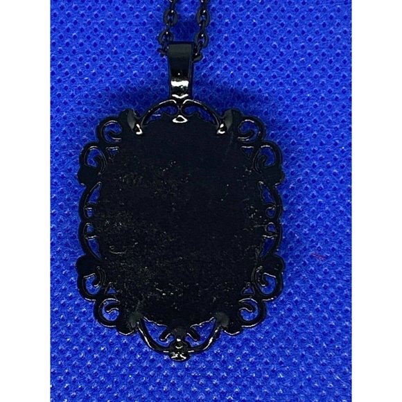 Opalescent Fire White Opal Black Enamel Necklace - Picture 7 of 9